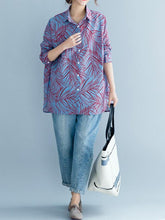 Loose Print Lapel Shirt